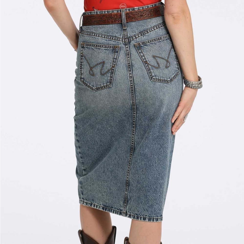 NWT Cruel Denim High Rise Midi Skirt with front slit Size 28/5 - Picture 9 of 9